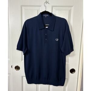 Fred Perry Men's Polo Shirt Size XL Tonal Knitted Navy NWT